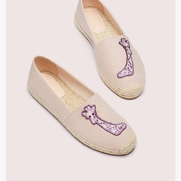 Kate Spade Beige Giraffe Embroidered Espadrilles Sz 9B - Picture 7 of 7